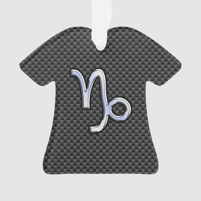 Chrome wie Capricorn-Schild mit schwarzem Kohlenst Ornament (Vorderseite)