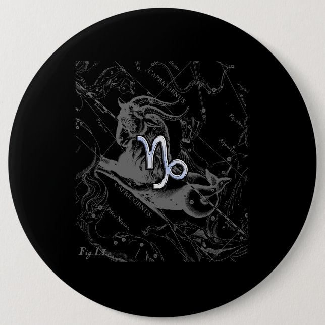 Chrome wie Capricorn Zodiac Sign auf Hevelius Button (Vorderseite)