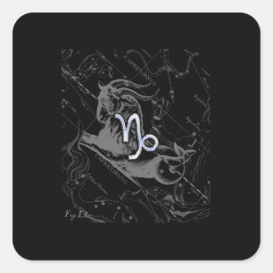 Chrome wie Capricorn Zodiac Sign auf Hevelius Quadratischer Aufkleber