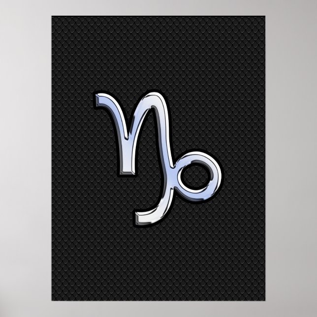 Chrome wie Capricorn Zodiac Symbol auf Schlangenha Poster (Vorne)
