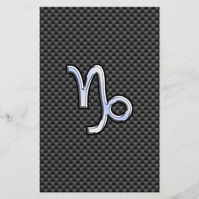 Chrome wie Capricorn Zodiac-Zeichen auf Kohlenstof Briefpapier (Vorderseite)