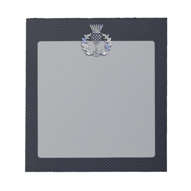 Chrome wie Carbon Fibre Print Scottish Thistle Notizblock (Vorderseite)