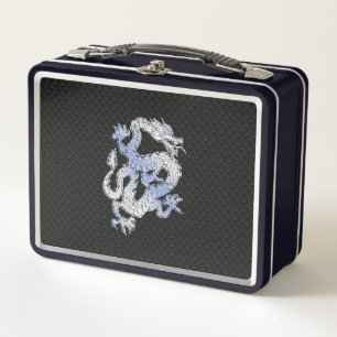 Chrome wie Dragon auf Black Snake Skin Print Metall Brotdose