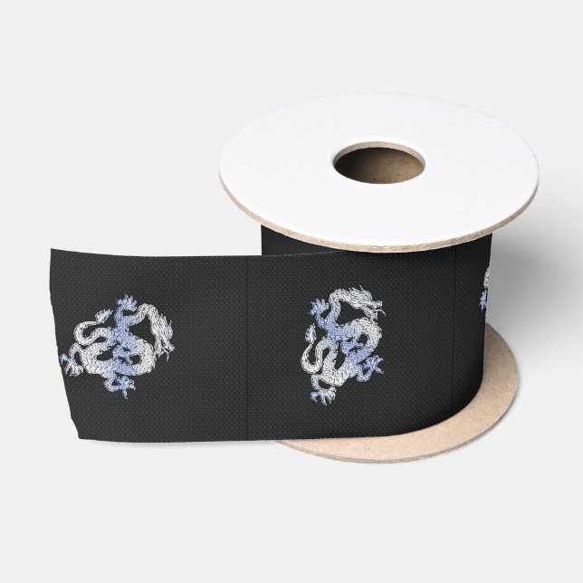 Chrome wie Dragon auf Black Snake Skin Print Satinband (Spule)