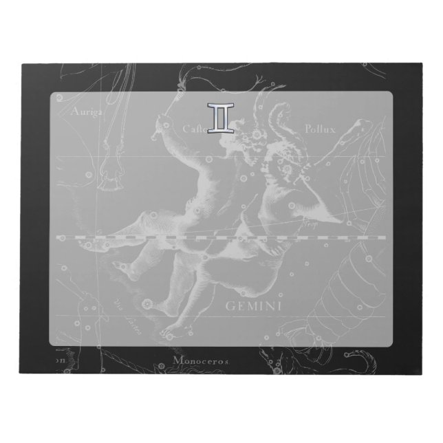 Chrome wie Gemini Zodiac Sign auf Hevelius 1690 Notizblock (Vorderseite)