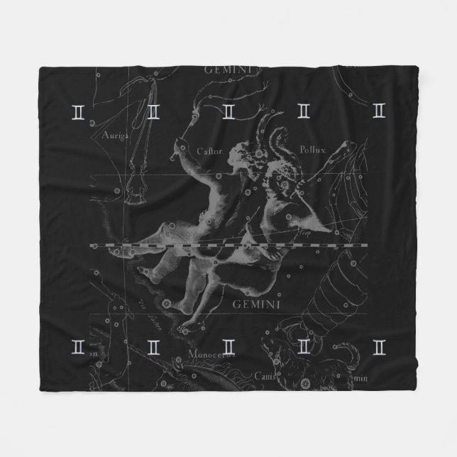 Chrome wie Gemini Zodiac Sign auf Hevelius Fleecedecke (Vorderseite (Horizontal))