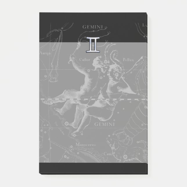 Chrome wie Gemini Zodiac Symbol auf Hevelius Post-it Klebezettel (Vorderseite)