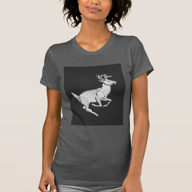 Chrome wie Hirsch auf Kohlenstofffaser drucken T-Shirt (Vorderseite)