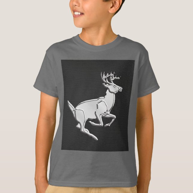 Chrome wie Hirsch auf Kohlenstofffaser drucken T-Shirt (Vorderseite)