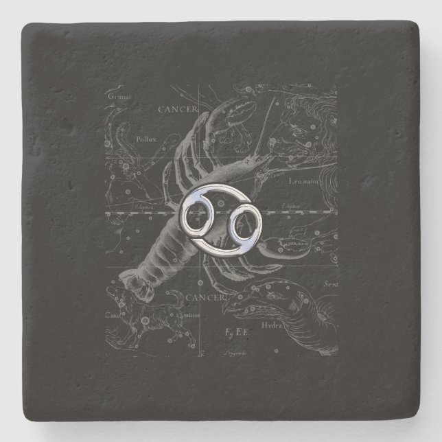 Chrome wie Krebs Zodiac Symbol auf Hevelius Steinuntersetzer (Vorderseite)