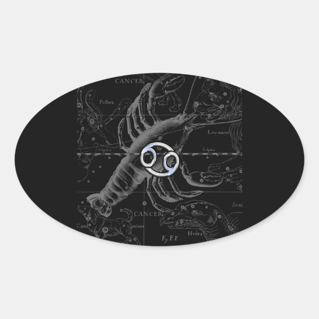 Chrome wie Krebs Zodiac-Zeichen auf Hevelius Ovaler Aufkleber (Vorderseite)
