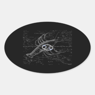 Chrome wie Krebs Zodiac-Zeichen auf Hevelius Ovaler Aufkleber