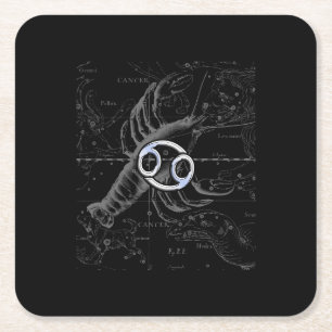 Chrome wie Krebs Zodiac-Zeichen auf Hevelius Rechteckiger Pappuntersetzer