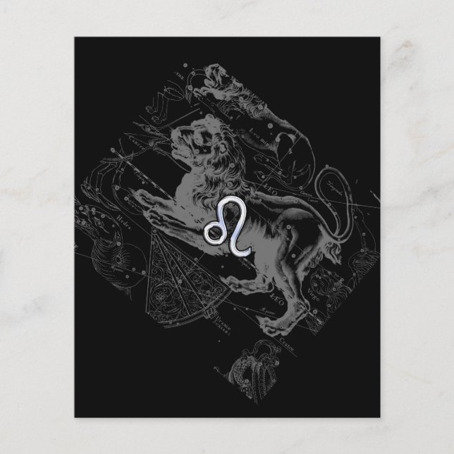 Chrome wie Leo Zodiac Constellation Map Hevelius Flyer (Vorne)