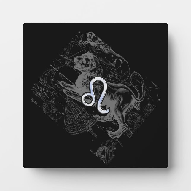 Chrome wie Leo Zodiac Constellation Map Hevelius Fotoplatte (Vorderseite)