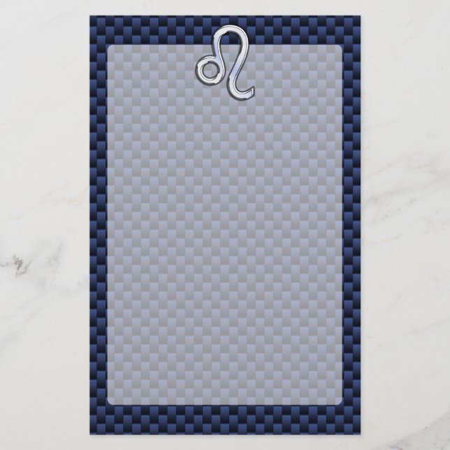 Chrome wie Leo Zodiac Sign Blue Carbon Fibre Briefpapier (Vorderseite)