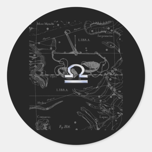 Chrome wie Libra Zodiac Sign auf Hevelius Runder Aufkleber (Vorderseite)