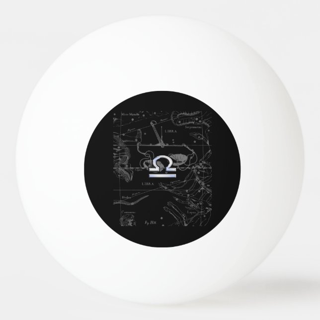 Chrome wie Libra Zodiac Symbol auf Hevelius Tischtennisball (Vorderseite)