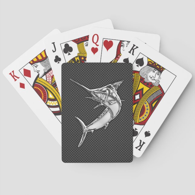 Chrome wie Marlin auf Kohlenstofffaser Spielkarten (Rückseite)