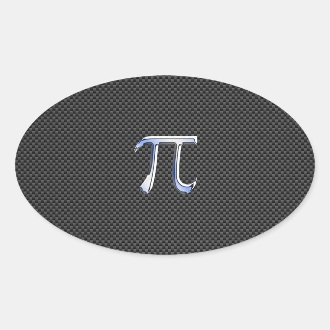 Chrome wie Pi-Symbol auf Carbon Fibre Print Ovaler Aufkleber (Vorderseite)