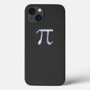 Chrome wie Pi-Symbol auf schwarzer Carbon-Faser-Pr iPhone 13 Hülle