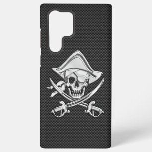 Chrome wie Pirate Crossbones Carbon Fiber Style Samsung Galaxy Hülle