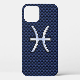 Chrome wie Pisces Sign auf Blue Carbon Fibre Print Case-Mate iPhone Hülle