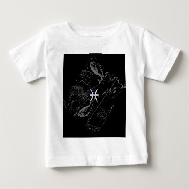 Chrome wie Pisces Zodiac Sign auf Black Hevelius Baby T-shirt (Vorderseite)
