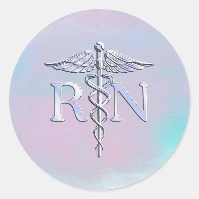 Chrome wie RN Caduceus in Mother Pearl Style Runder Aufkleber (Vorderseite)