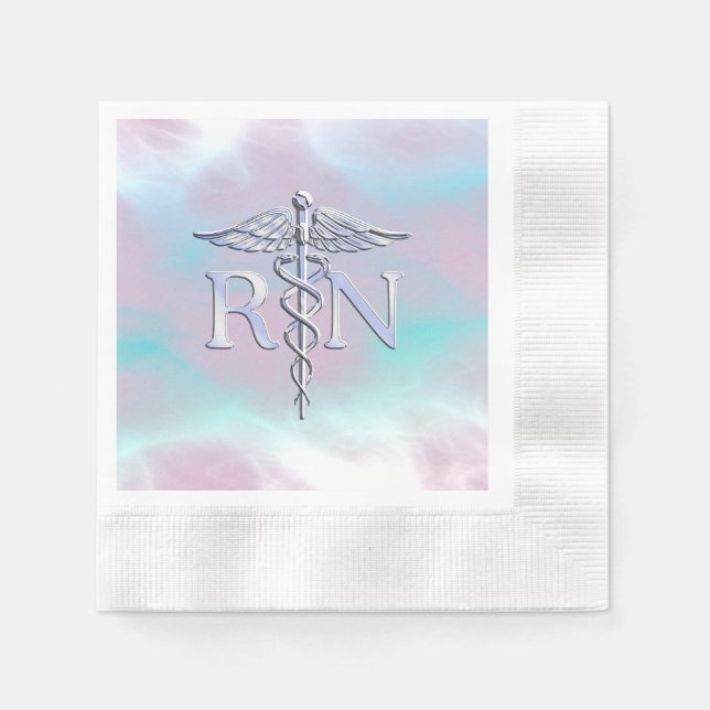 Chrome wie RN Caduceus in Mother Pearl Style Serviette (Vorderseite)