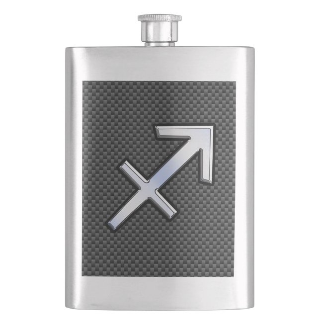 Chrome wie Sagittarius Sign Carbon Fibre Print Flachmann (Vorderseite)