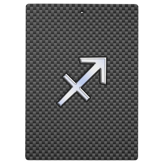 Chrome wie Sagittarius Sign Carbon Fibre Print Klemmbrett (Rückseite)