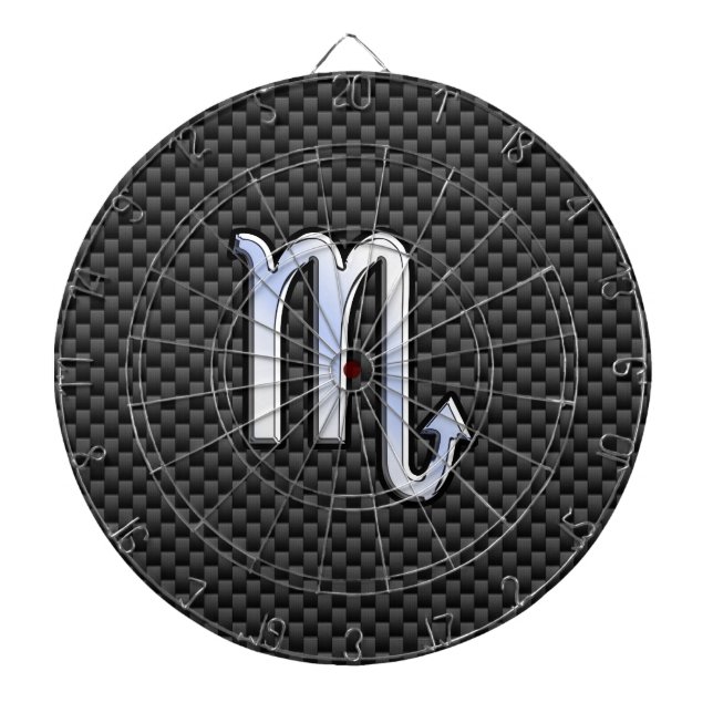 Chrome wie Scorpio Zodiac Sign Carbon Fibre Print Dartscheibe (vorne)