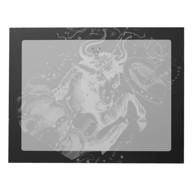 Chrome wie Taurus-Zeichen auf Hevelius Notizblock (Vorderseite)