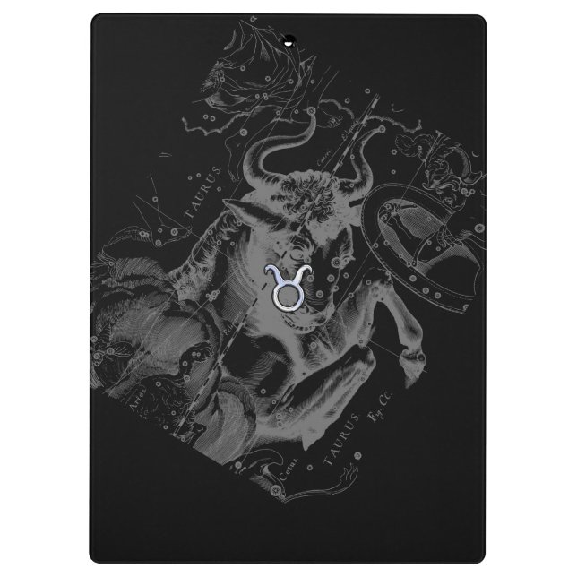 Chrome wie Taurus Zodiac Sign auf Hevelius Black Klemmbrett (Rückseite)