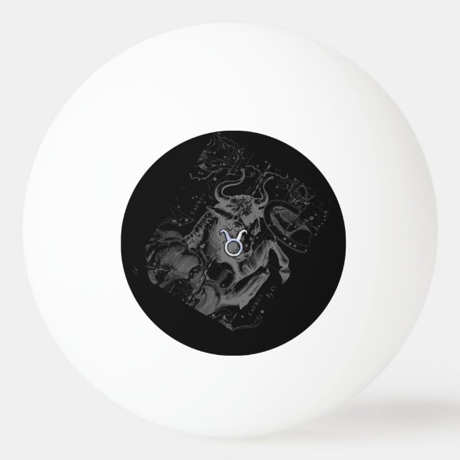 Chrome wie Taurus Zodiac Sign auf Hevelius Black Tischtennisball (Vorderseite)