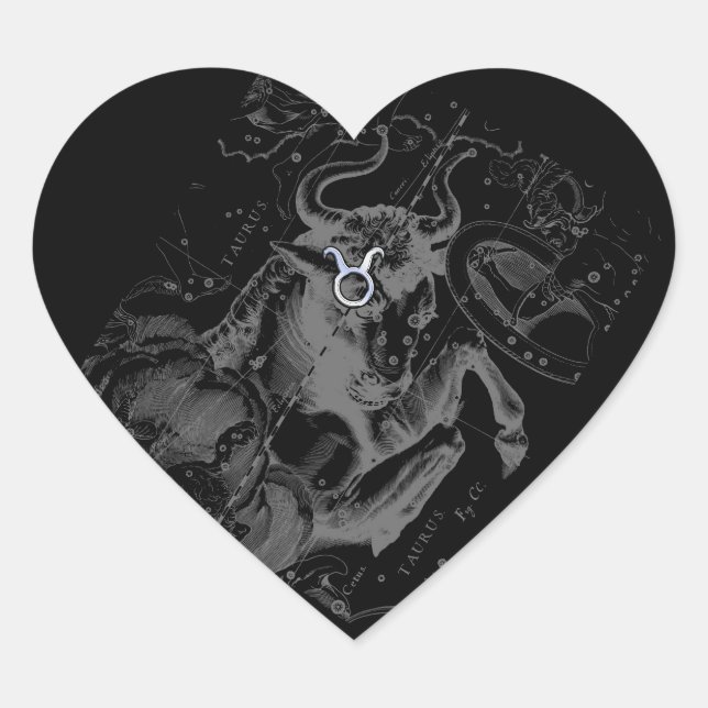 Chrome wie Taurus Zodiac-Zeichen auf Hevelius Herz-Aufkleber (Vorderseite)