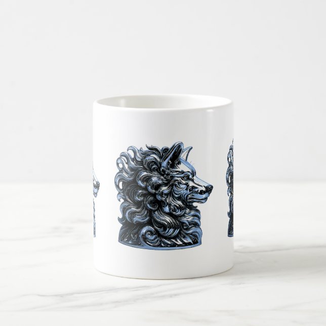 Chrome Wolf Bust Sculpture Kaffeetasse (Mittel)