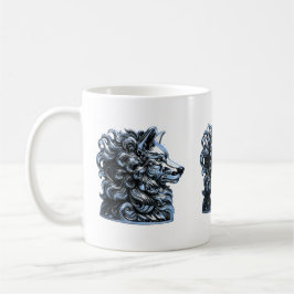 Chrome Wolf Bust Sculpture Kaffeetasse