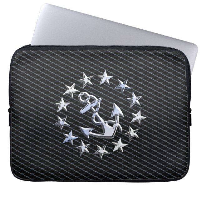 Chrome Yacht Naval Flag auf Automotive Grille Prin Laptopschutzhülle (Vorderseite)