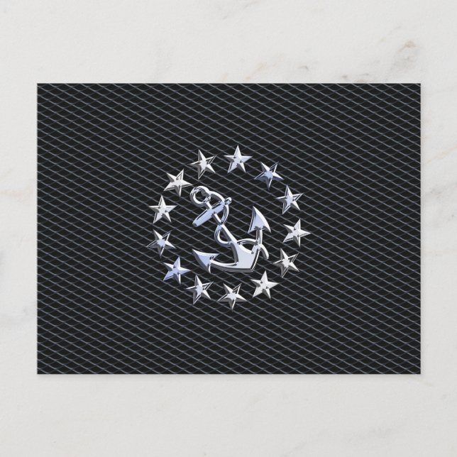 Chrome Yacht Naval Flag auf Automotive Grille Prin Postkarte (Vorderseite)