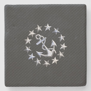 Chrome Yacht Naval Flag auf Automotive Grille Prin Steinuntersetzer