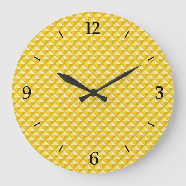 Chrome yellow, enamel look, studded grid große wanduhr (Vorderseite)