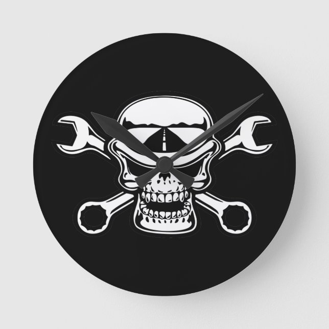 Chromeboy Cross-Wrenches Runde Wanduhr (Vorderseite)