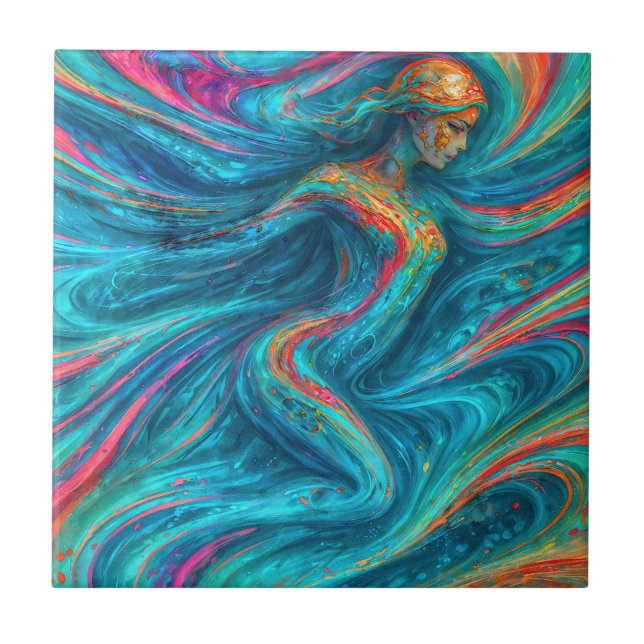 "Chromisca" - Fluid Enchantress Portrait Fliese (Vorderseite)