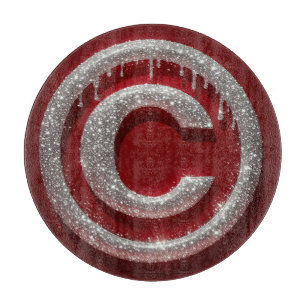 Chromtropf Glitter Buchstabe C Monogramm Schneidebrett