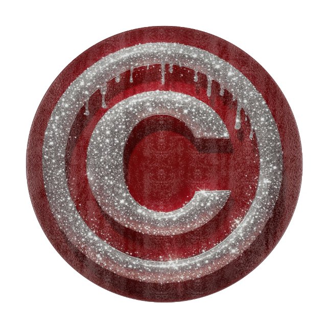 Chromtropf Glitter Buchstabe C Monogramm Schneidebrett (Vorderseite)