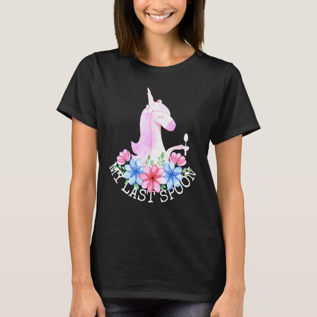 Chronic Illness Awareness Unicorn Spoonie T-Shirt (Vorderseite)
