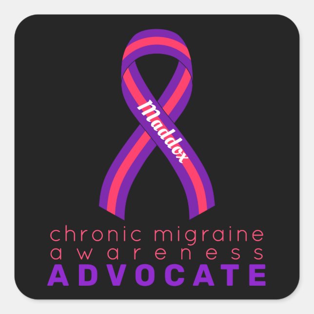 Chronic Migraine Advocate Black Square Sticker (Vorderseite)
