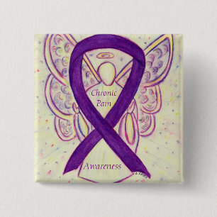 Chronic Pain Awareness Angel Ribbon Art Button